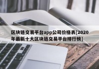 区块链交易平台app公司价格表[2020年最新十大区块链交易平台排行榜]